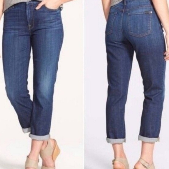 7 For All Mankind Jeans Jen7 7famk Straight Crop And Roll Size